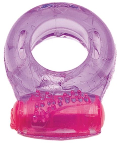 Фиолетовое эрекционное кольцо с виброэлементом в верхней части - Toyfa Basic - в Краснодаре купить с доставкой
