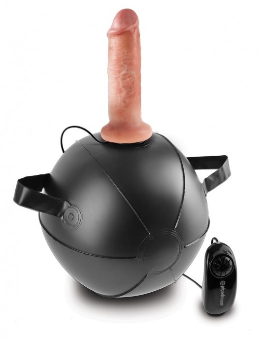 Мини-мяч с фаллической насадкой телесного цвета и вибрацией Vibrating Mini Sex Ball with 6  Dildo - 15,2 см. - Pipedream - купить с доставкой в Краснодаре