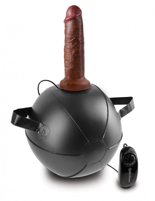 Мини-мяч с фаллической насадкой коричневого цвета и вибрацией Vibrating Mini Sex Ball with 7  Dildo - 17,7 см. - Pipedream - купить с доставкой в Краснодаре