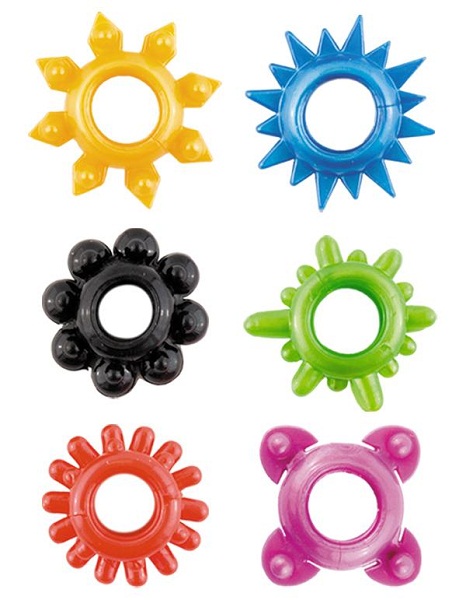 Набор из 6 разноцветных эрекционных колец - Toyfa Basic - в Краснодаре купить с доставкой