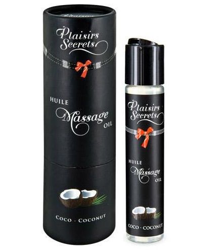 Массажное масло с ароматом кокоса Huile de Massage Gourmande Coco - 59 мл. - Plaisir Secret - купить с доставкой в Краснодаре