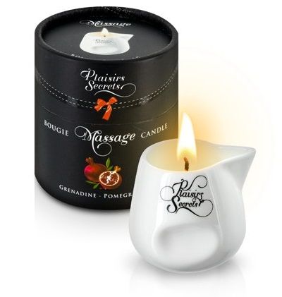 Массажная свеча с ароматом граната Bougie de Massage Gourmande Grenadine - 80 мл. - Plaisir Secret - купить с доставкой в Краснодаре