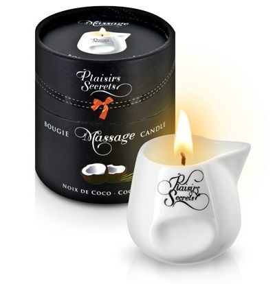 Массажная свеча с ароматом кокоса Bougie de Massage Gourmande Coco - 80 мл. - Plaisir Secret - купить с доставкой в Краснодаре