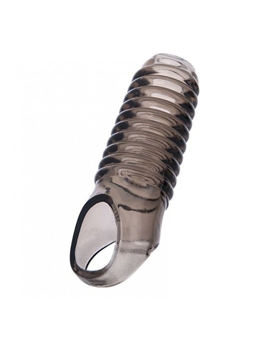 Дымчатая насадка с рёбрышками и подхватом мошонки ToyFa XLover - 12,5 см. - ToyFa - в Краснодаре купить с доставкой