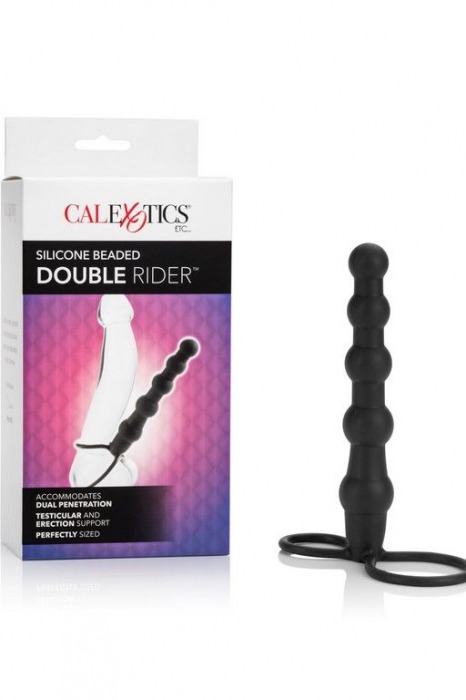 Насадка на пенис для двойного проникновения Silicone Beaded Double Rider - 14 см. - California Exotic Novelties - в Краснодаре купить с доставкой