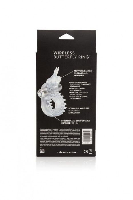 Прозрачное эрекционное кольцо с вибрацией Wireless Butterfly Ring - California Exotic Novelties - в Краснодаре купить с доставкой