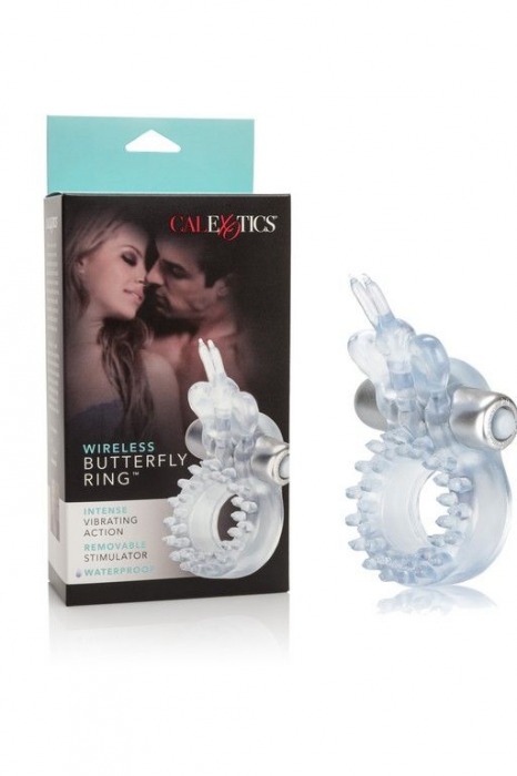 Прозрачное эрекционное кольцо с вибрацией Wireless Butterfly Ring - California Exotic Novelties - в Краснодаре купить с доставкой