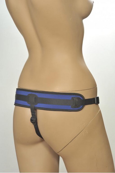 Сине-чёрные трусики с плугом Kanikule Strap-on Harness Anatomic Thong - Kanikule - купить с доставкой в Краснодаре