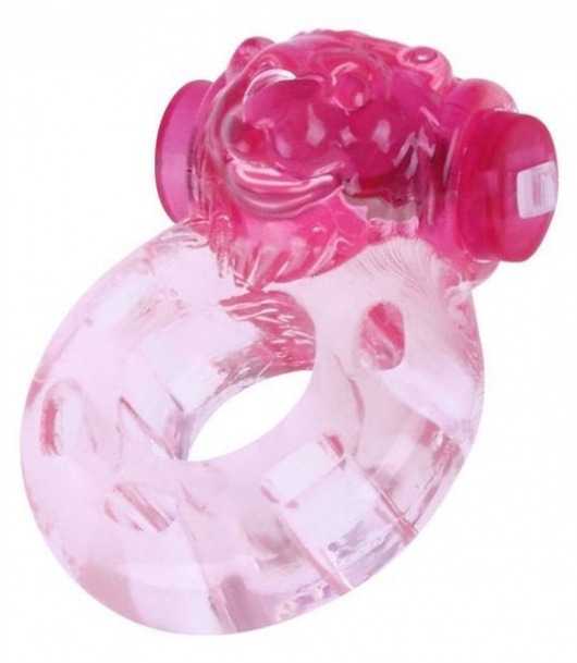 Розовое эрекционное виброкольцо  Медвежонок - White Label - в Краснодаре купить с доставкой