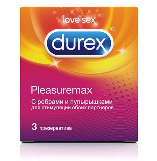 Рельефные презервативы с точками и рёбрами Durex Pleasuremax - 3 шт. - Durex - купить с доставкой в Краснодаре