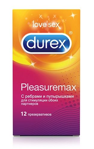 Рельефные презервативы с точками и рёбрами Durex Pleasuremax - 12 шт. - Durex - купить с доставкой в Краснодаре