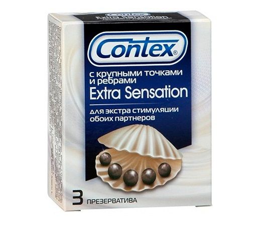 Презервативы с крупными точками и рёбрами Contex Extra Sensation - 3 шт. - Contex - купить с доставкой в Краснодаре