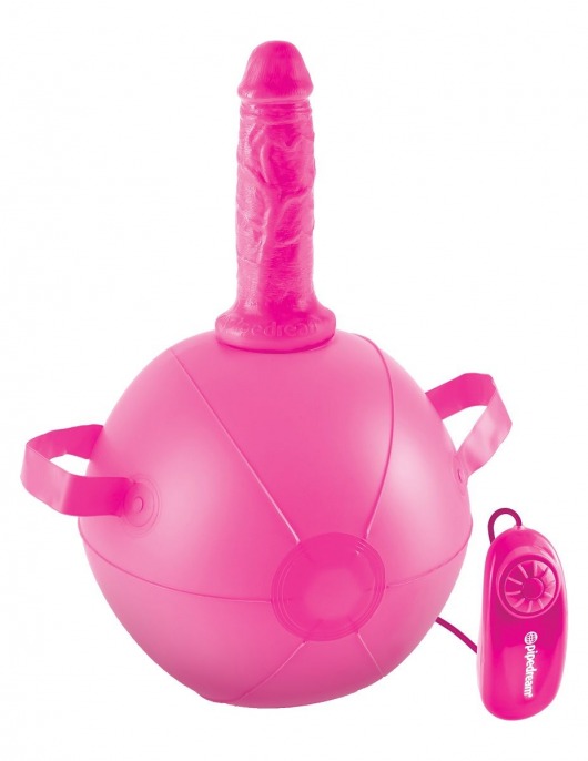 Розовый надувной мяч с вибронасадкой Vibrating Mini Sex Ball - 15,2 см. - Pipedream - купить с доставкой в Краснодаре