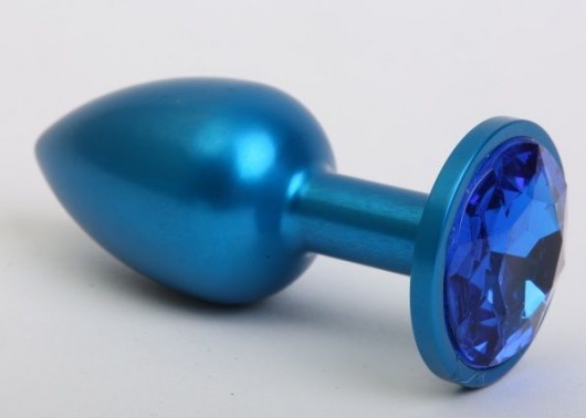 Синяя анальная пробка с синим стразом - 7,6 см. - 4sexdreaM - купить с доставкой в Краснодаре