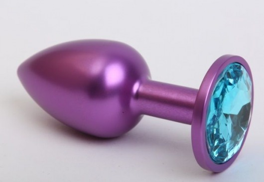 Фиолетовая анальная пробка с голубым стразом - 7,6 см. - 4sexdreaM - купить с доставкой в Краснодаре