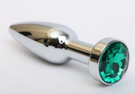 Удлинённая серебристая пробка с зеленым кристаллом - 11,2 см. - 4sexdreaM - купить с доставкой в Краснодаре