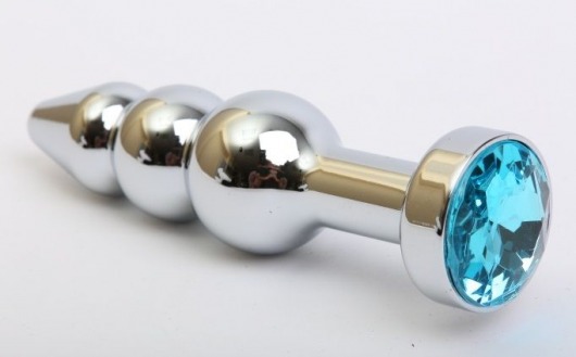 Серебристая анальная ёлочка с голубым кристаллом - 11,2 см. - 4sexdreaM - купить с доставкой в Краснодаре