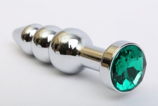 Серебристая анальная ёлочка с зеленым кристаллом - 11,2 см. - 4sexdreaM - купить с доставкой в Краснодаре