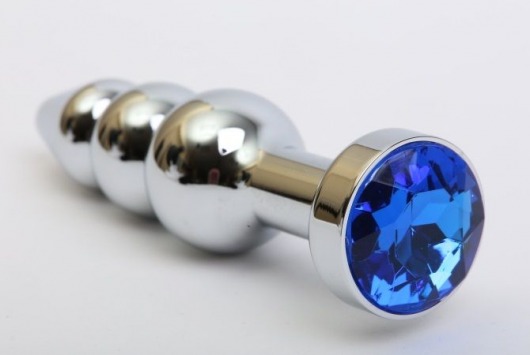 Серебристая анальная ёлочка с синим кристаллом - 11,2 см. - 4sexdreaM - купить с доставкой в Краснодаре