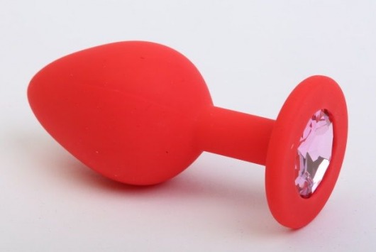 Красная силиконовая пробка с розовым стразом - 7,1 см. - 4sexdreaM - купить с доставкой в Краснодаре