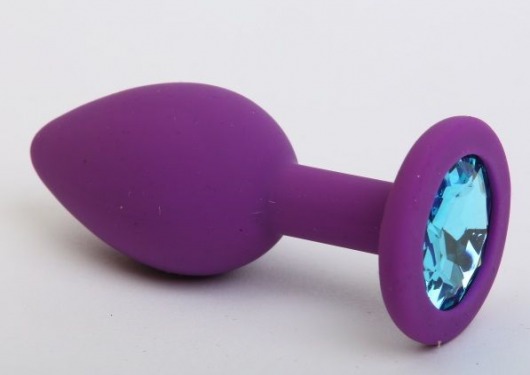 Фиолетовая силиконовая пробка с голубым стразом - 7,1 см. - 4sexdreaM - купить с доставкой в Краснодаре