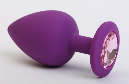 Фиолетовая силиконовая пробка с розовым стразом - 7,1 см. - 4sexdreaM - купить с доставкой в Краснодаре