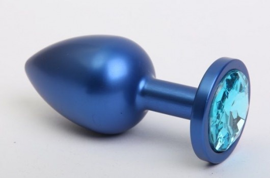 Синяя анальная пробка с голубым стразом - 7,6 см. - 4sexdreaM - купить с доставкой в Краснодаре