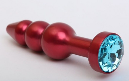 Красная анальная ёлочка с голубым кристаллом - 11,2 см. - 4sexdreaM - купить с доставкой в Краснодаре