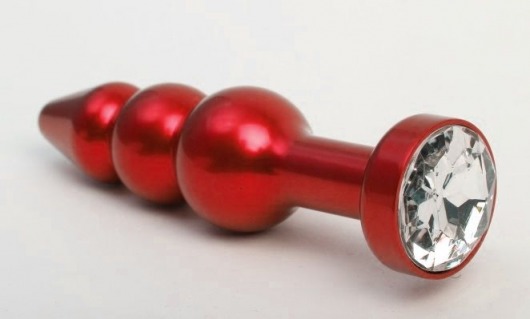 Красная анальная ёлочка с прозрачным кристаллом - 11,2 см. - 4sexdreaM - купить с доставкой в Краснодаре