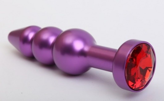 Фиолетовая фигурная анальная ёлочка с красным кристаллом - 11,2 см. - 4sexdreaM - купить с доставкой в Краснодаре
