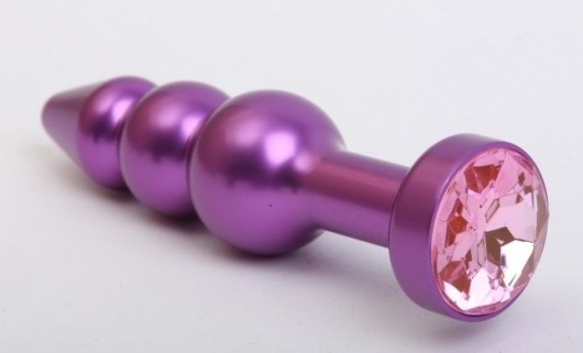 Фиолетовая фигурная анальная ёлочка с розовым кристаллом - 11,2 см. - 4sexdreaM - купить с доставкой в Краснодаре
