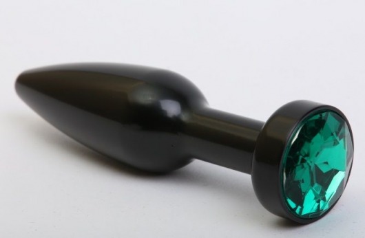 Чёрная удлинённая пробка с зелёным кристаллом - 11,2 см. - 4sexdreaM - купить с доставкой в Краснодаре
