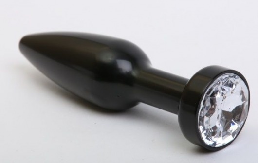Чёрная удлинённая пробка с прозрачным кристаллом - 11,2 см. - 4sexdreaM - купить с доставкой в Краснодаре