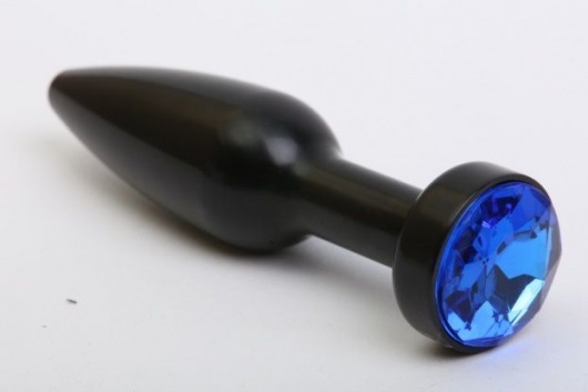 Чёрная удлинённая пробка с синим кристаллом - 11,2 см. - 4sexdreaM - купить с доставкой в Краснодаре