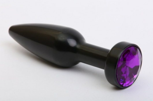 Чёрная удлинённая пробка с фиолетовым кристаллом - 11,2 см. - 4sexdreaM - купить с доставкой в Краснодаре