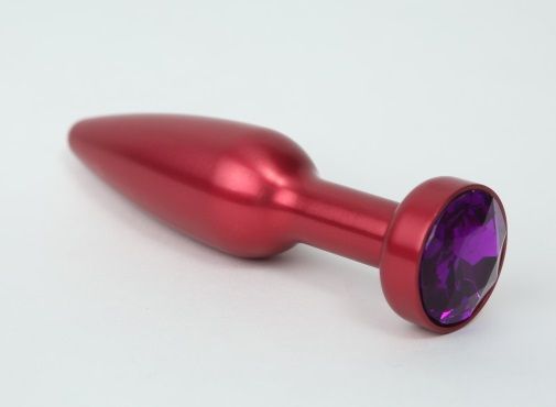 Большая красная анальная пробка с фиолетовым стразом - 11,2 см. - 4sexdreaM - купить с доставкой в Краснодаре