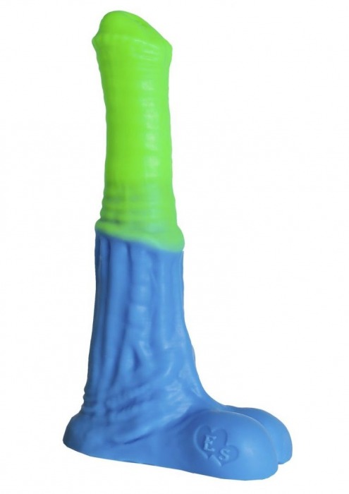 Зелёно-голубой фаллоимитатор  Пегас Medium  - 24 см. - Erasexa - купить с доставкой в Краснодаре