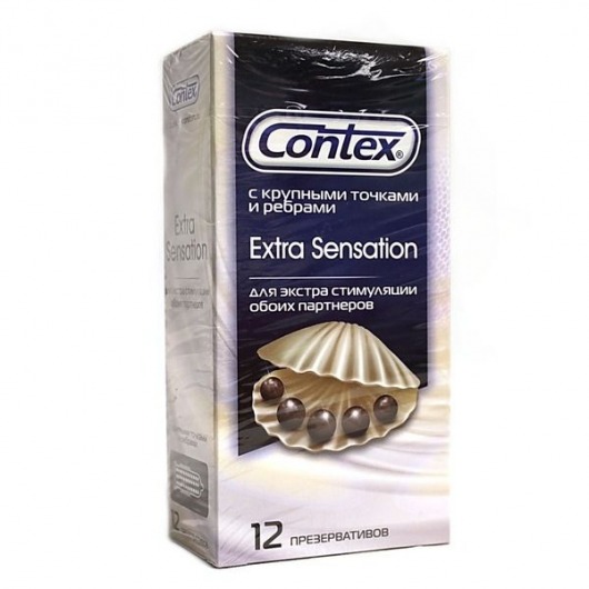 Презервативы с крупными точками и рёбрами Contex Extra Sensation - 12 шт. - Contex - купить с доставкой в Краснодаре