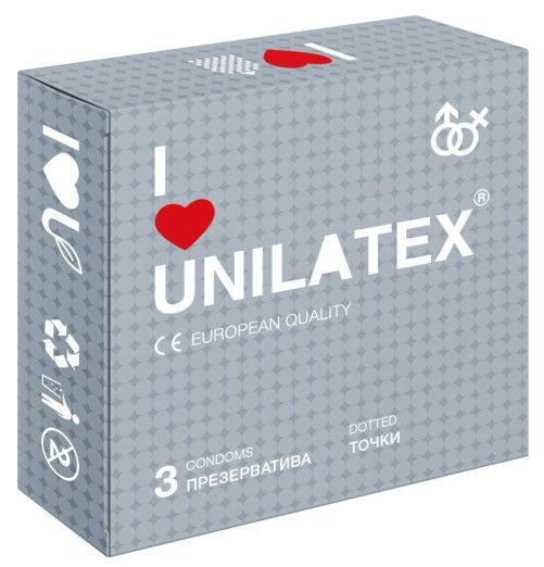 Презервативы с точками Unilatex Dotted - 3 шт. - Unilatex - купить с доставкой в Краснодаре