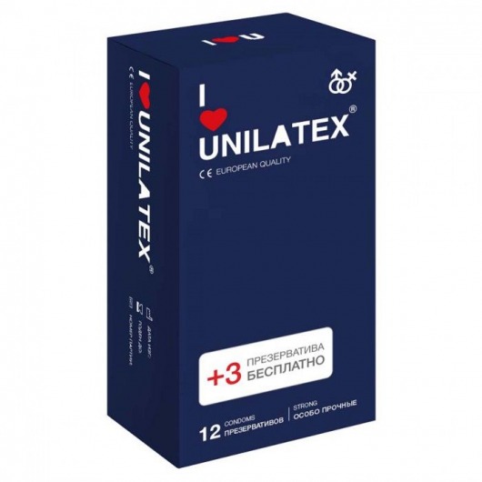 Ультрапрочные презервативы Unilatex Extra Strong - 12 шт. + 3 шт. в подарок - Unilatex - купить с доставкой в Краснодаре