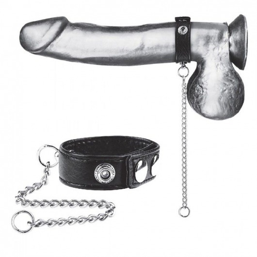 Утяжка на пенис с поводком Snap Cock Ring With 12  Leash - BlueLine - купить с доставкой в Краснодаре