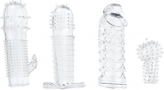 Набор из 4 насадок на член Pleasured Penis Enhancement Sleeve 4 Pack - XR Brands - в Краснодаре купить с доставкой