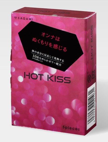 Презервативы с разогревающей смазкой Hot Kiss - 5 шт. - Sagami - купить с доставкой в Краснодаре