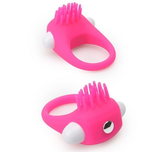 Розовое эрекционное кольцо с щеточкой LIT-UP SILICONE STIMU RING 5 - Dream Toys - в Краснодаре купить с доставкой