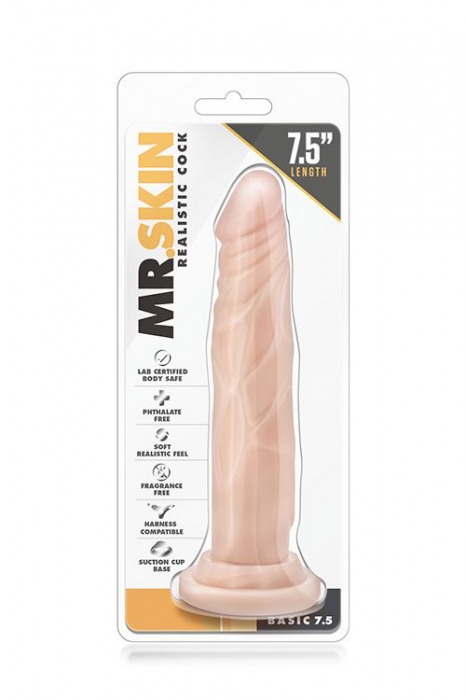 Телесный фаллоимитатор без мошонки с присоской Dr. Skin Realistic Cock Basic 7.5 - 19 см. - Blush Novelties