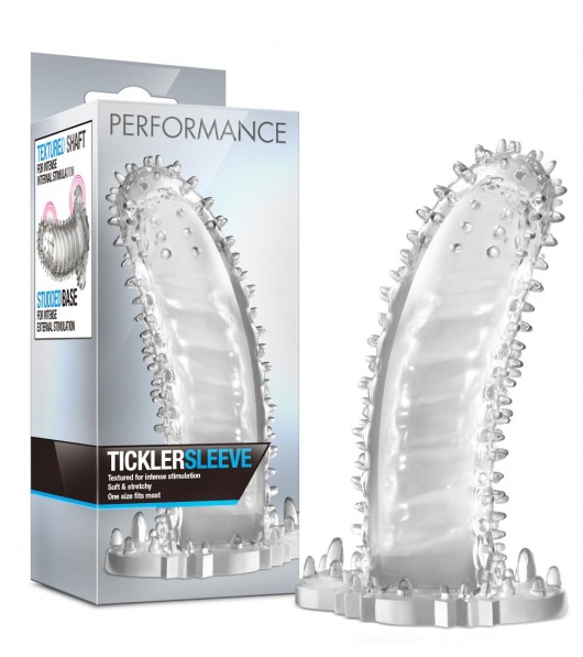 Прозрачная закрытая насадка с шипами Performance Tickler Sleeve - 14 см. - Blush Novelties - в Краснодаре купить с доставкой