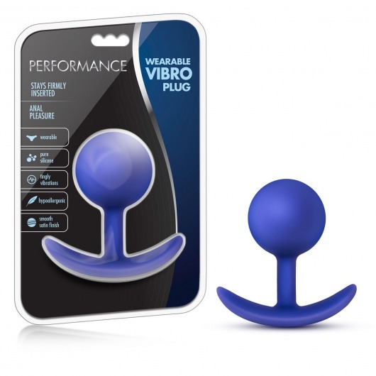 Синяя анальная пробка для ношения Performance Wearable Vibro Plug - 8,4 см. - Blush Novelties