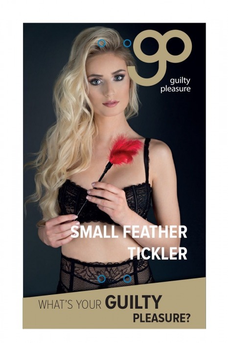 Пластиковая метелочка с красными пёрышками Small Feather Tickler - 32 см. - Blush Novelties - купить с доставкой в Краснодаре