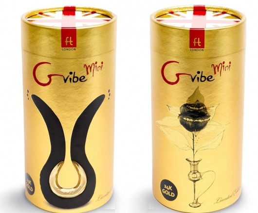 Чёрный сплит-вибратор Gvibe Mini Gold с покрытием золотом - Fun Toys