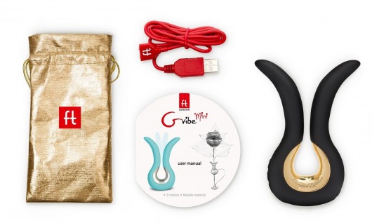 Чёрный сплит-вибратор Gvibe Mini Gold с покрытием золотом - Fun Toys